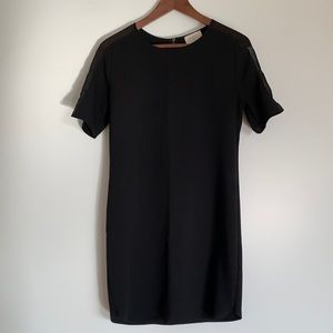 Everly black dress with sheer over sleeves